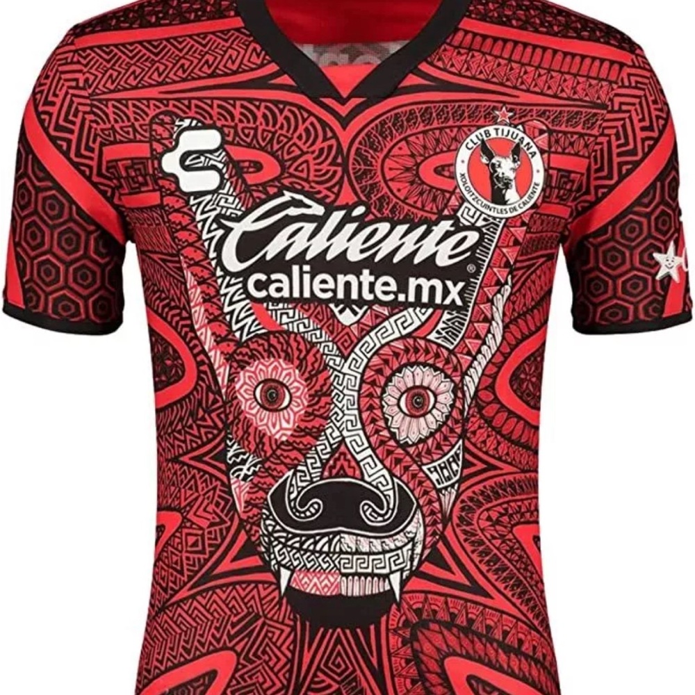 Charly Men's Xolos Club Tijuana Liga MX Third Jersey 22/23(Red/Black/White)